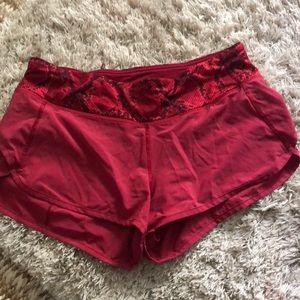 Lululemon red running shorts
